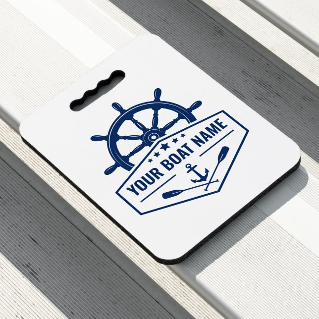 Your Boat Name Nautical Anchor Oars Helm Seat Cushion (In Situ)