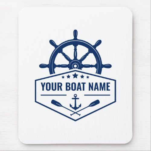 Your Boat Name Nautical Anchor Oars Helm Wheel Mouse Pad