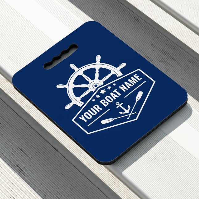 Your Boat Name Nautical Anchor Oars Wheel Seat Cushion (In Situ)