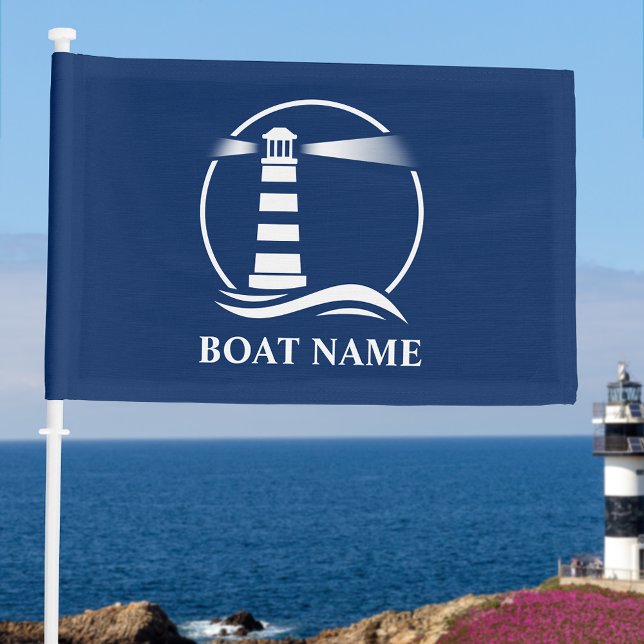 Your Boat Name Nautical Classic Lighthouse Boat or Car Flag (Creator Uploaded)