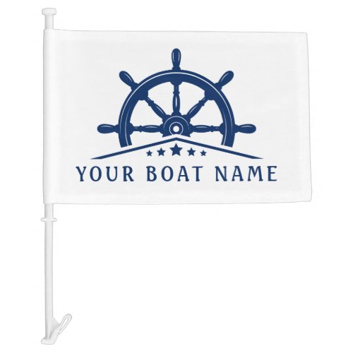 Your Boat Name Nautical Helm Wheel Stars Boat or Car Flag