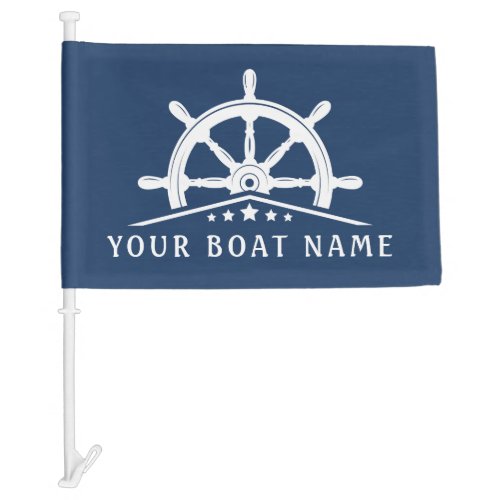 Your Boat Name Nautical Helm Wheel Stars Boat or Car Flag