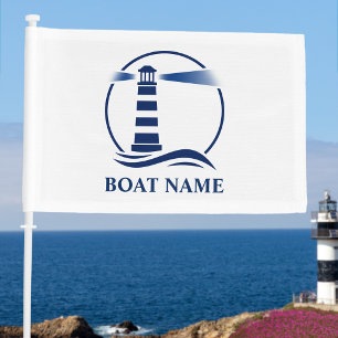 Your Boat Name Nautical Lighthouse Boat or Car Flag