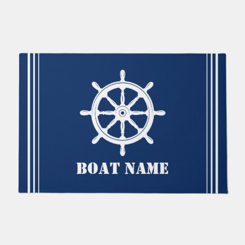 Your Boat Name Nautical Ships Wheel Helm Doormat