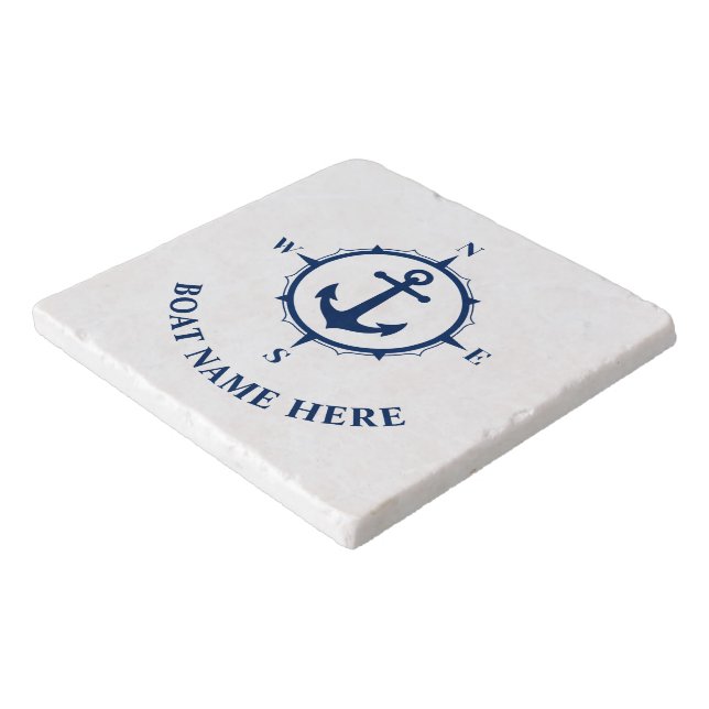Your Boat Name or Text Compass Nautical Anchor Trivet (Corner)