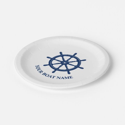Your Boat Name or Text  Ships Wheel Helm Paper Plates