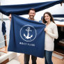 Your Boat Name Rope & Anchor Blue Fleece Blanket