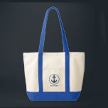 Your Boat Name Rope & Anchor Tote Bag<br><div class="desc">Your Boat Name Navy Stylish Rope & Anchor Large Tote Bag</div>