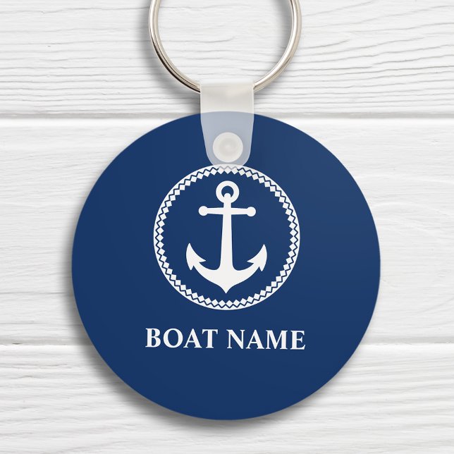 Your Boat Name Sea Anchor Blue Keychain (Creator Uploaded)
