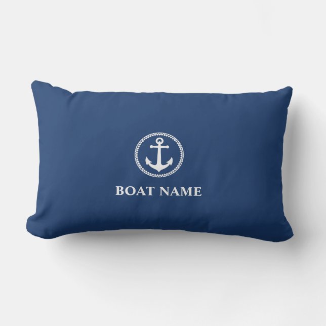 Your Boat Name Sea Anchor Blue Lumbar Pillow (Front)