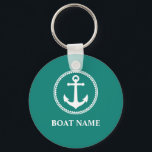 Your Boat Name Sea Anchor sa0a Keychain<br><div class="desc">Nautical Your Boat Name Sea Anchor Blue Keychain</div>