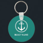 Your Boat Name Sea Anchor sa0a Keychain<br><div class="desc">Nautical Your Boat Name Sea Anchor Blue Keychain</div>