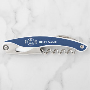 Your Boat Name Seahorse Anchor Blue Waiter's Corkscrew