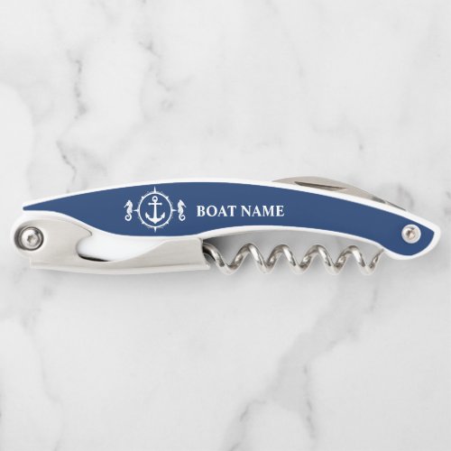 Your Boat Name Seahorse Anchor Blue Waiters Corkscrew