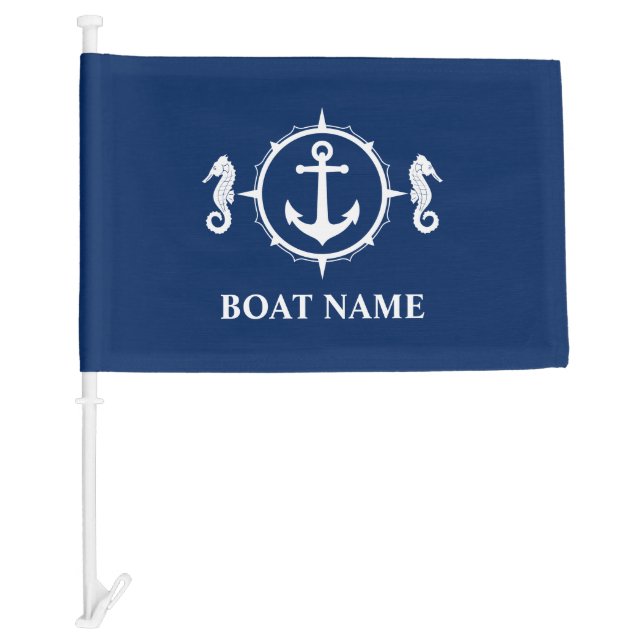Your Boat Name Seahorse Anchor Flag (Front)