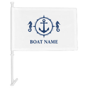 Your Boat Name Seahorse Anchor Flag