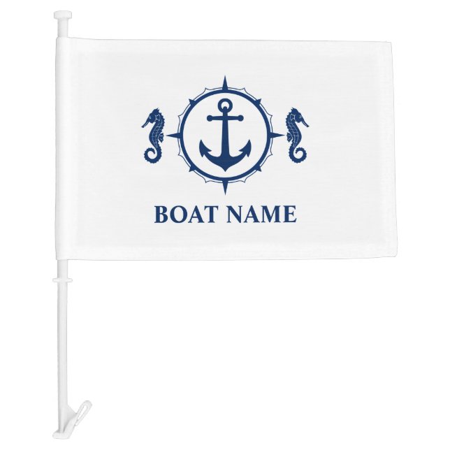 Your Boat Name Seahorse Anchor Flag (Front)