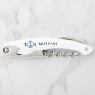 Your Boat Name Seahorse Anchor on White Waiter's Corkscrew