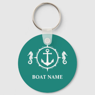 Your Boat Name Seahorse Anchor sh00a Keychain