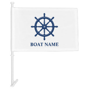 Your Boat Name Ships Wheel Helm Boat or Car Flag
