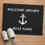 Your Boat Name Vintage Anchor Black Welcome Aboard Doormat<br><div class="desc">Your Boat Name Vintage Anchor Black Welcome Aboard DoorMat</div>
