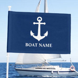 Your Boat Name & Vintage Nautical Anchor Boat or Car Flag