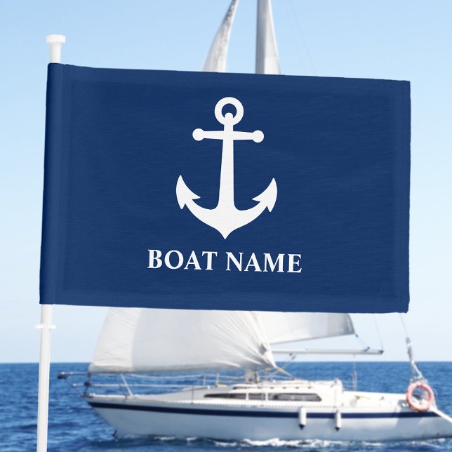 Your Boat Name & Vintage Nautical Anchor Boat or Car Flag (Creator Uploaded)