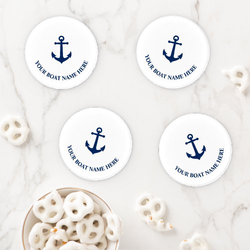 Your Boat Name  Vintage Nautical Anchor Coaster Set