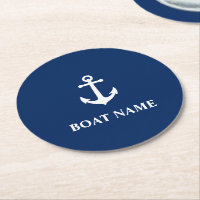 Your Boat Name & Vintage Nautical Anchor Navy Blue