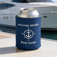 Your Boat Name Welcome Aboard Compass Anchor Blue