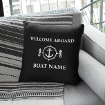 Your Boat Name Welcome Aboard Seahorse Anchor sh0b Throw Pillow<br><div class="desc">Your Boat Name Welcome Aboard Seahorse Anchor Black Throw Pillow Cushion.</div>
