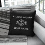 Your Boat Name Welcome Aboard Seahorse Anchor sh0b Throw Pillow