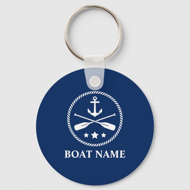 Your Boat Name with Anchor & Oars Keychain (Front)