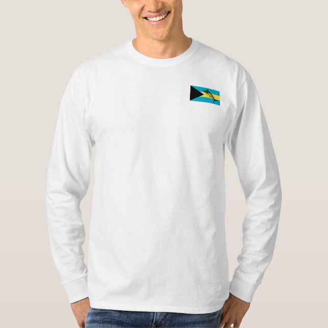 Your Boat Name with the Bahamas Flag and a Marlin T-Shirt (Front)