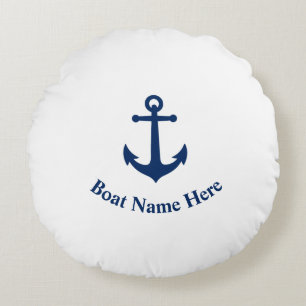 Your Boat Name With Vintage Anchor Round Pillow