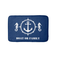Your Boat or Family Name Seahorse Anchor Navy Blue