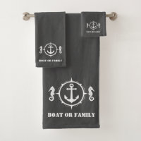 Your Boat or Family Name Seahorse Anchor Sea Gray