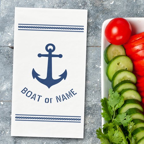 Your Boat or Family Name Vintage Anchor Stripes Paper Guest Towels