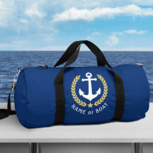 Your Boat or Name Anchor Gold Laurel Star Navy