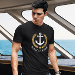 Your Boat or Name Anchor Gold Style Laurel Black T-Shirt<br><div class="desc">A Nautical Boat Anchor,  Gold Style Laurel Leaves and Star with Your Personalized Name or Boat Name on a Black T-Shirt.</div>
