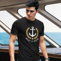 Your Boat or Name Anchor Gold Style Laurel Black