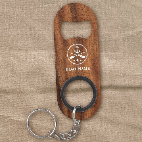 Your Boat or Name Anchor  Oars Faux Wood Keychain Bottle Opener