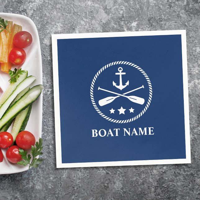 Your Boat or Name Anchor Oars & Stars Navy Blue Napkins (Creator Uploaded)