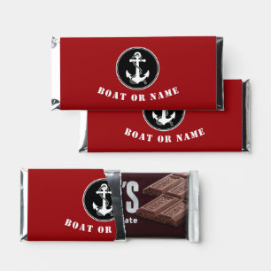 Your Boat Or Name Nautical Anchor And Rope Red Hershey Bar Favors