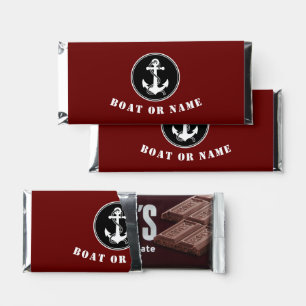 Your Boat Or Name Nautical Anchor And Rope Red Hershey Bar Favors
