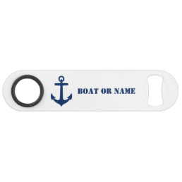 Your Boat or Name Nautical Anchor Navy Blue White Bar Key