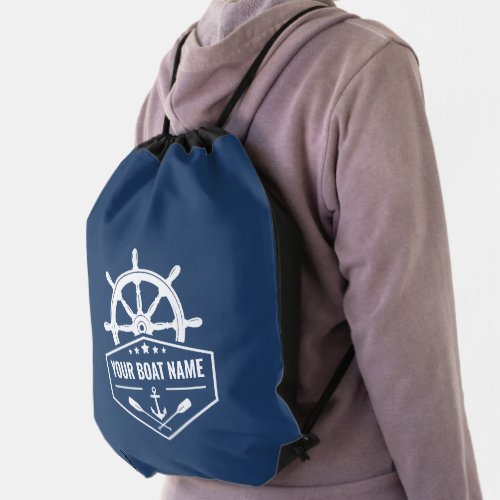 Your Boat or Name Nautical Anchor Oars Helm Stars Drawstring Bag