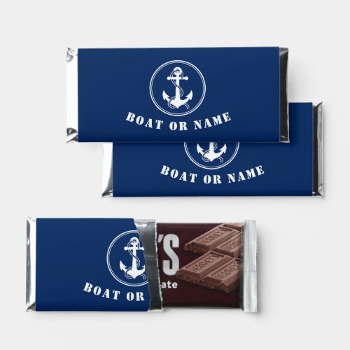 Your Boat Or Name Nautical Anchor Rope Navy Blue Hershey Bar Favors