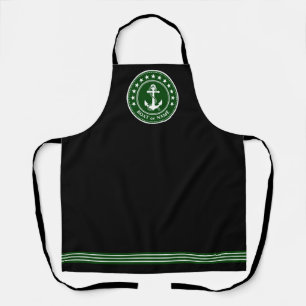 Your Boat or Name Nautical Anchor Stars Green Apron