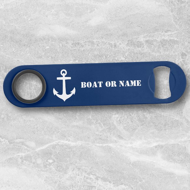 Your Boat or Name Nautical Anchor White Navy Blue Bar Key (Creator Uploaded)